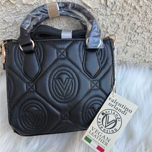 NWT Valentino Orlandi Quilted Black Mini tote crossbody bag
